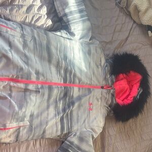 Under Armour Kids' Silver and Pink Puffer Jacket